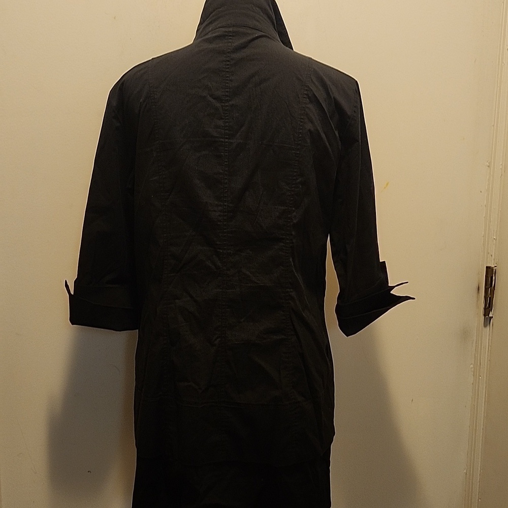 INAE Cotton Blend Shirt Mini Dress Medium Pockets Black - Picture 5 of 10
